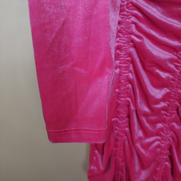 Wild Fable Long Sleeve Ruched Velvet Bodycon Dress in Pink Size XS - Picture 5 of 10